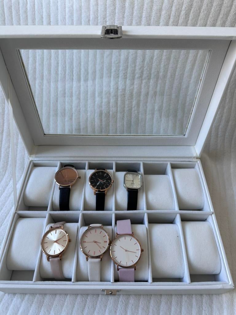 Premium witte horlogedoos van SONGMICS met 6 horloges, Sieraden, Tassen en Uiterlijk, Overige Accessoires, Ophalen, Zo goed als nieuw