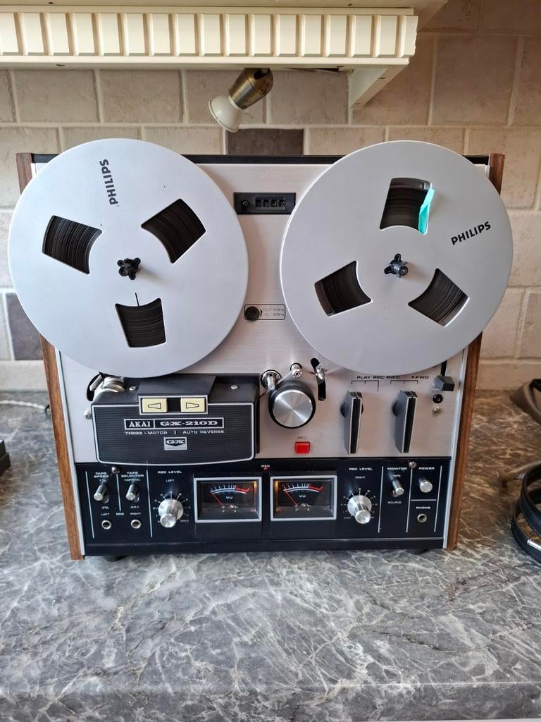 Akai GX-210D-3 Motors Auto Reverse&2 Scotch+ 2 Philips reels, Ophalen of Verzenden, Bandrecorder