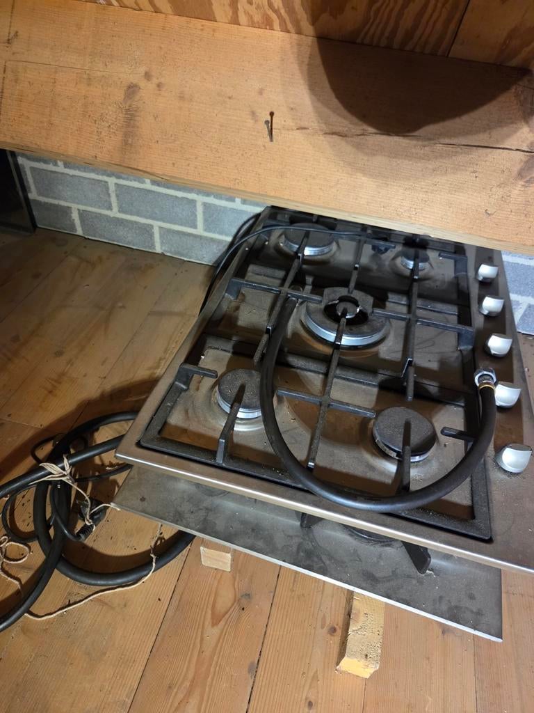 Kookplaat en afzuigkap, Witgoed en Apparatuur, Kookplaten, Ophalen, Gebruikt, 4 kookzones, Inbouw