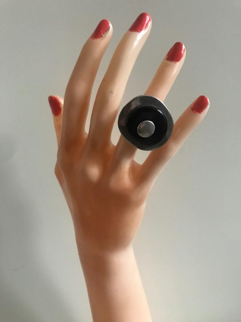 Uno de 50 ring (47) 17/57 zilver/zwart, Sieraden, Tassen en Uiterlijk, Ringen, Overige materialen, Nieuw, Ophalen of Verzenden