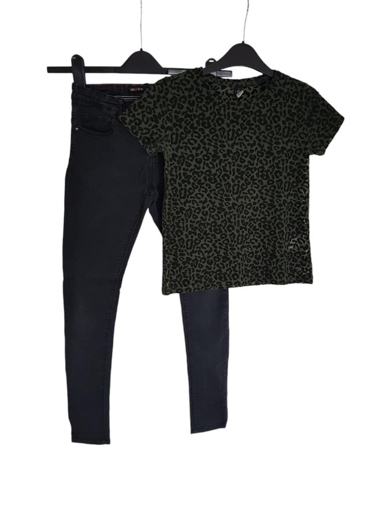 Mooie zwarte SORRY 4 THE MESS (IKKS) stretch jeans mt 12/152, Broek, Zo goed als nieuw, IKKS, Verzenden