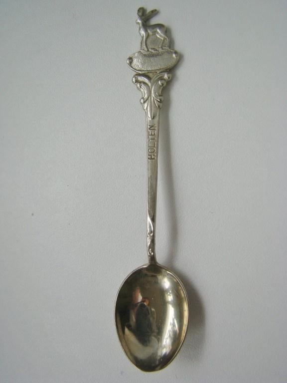 verzilverd lepeltje met hert uit Holten [25], Verzilverd, Ophalen of Verzenden, Zo goed als nieuw, Metaal