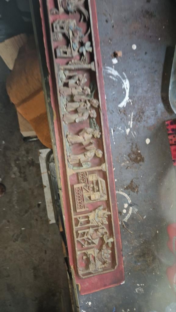 Antiek Chinees houtsnijwerk paneel, handgesneden, Antiek en Kunst, Ophalen of Verzenden