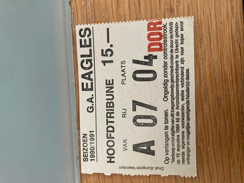 OUD TICKET GO AHEAD EAGLES 90-91, Ophalen of Verzenden, Zo goed als nieuw, Overige binnenlandse clubs, Overige typen