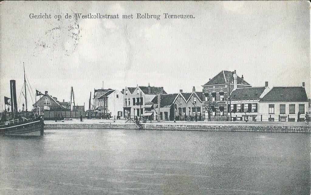 Gezicht op de Westkolkstraat met Rolbrug Terneuzen, Verzenden, Voor 1920, Gelopen, Zuid-Holland