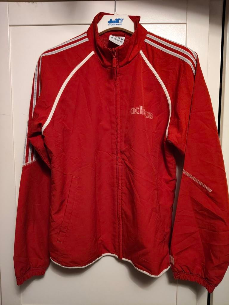 VINTAGE ADIDAS ROOD  kinder sport jasje maat 164, Adidas, Jongen of Meisje, Trui of Vest, Ophalen of Verzenden