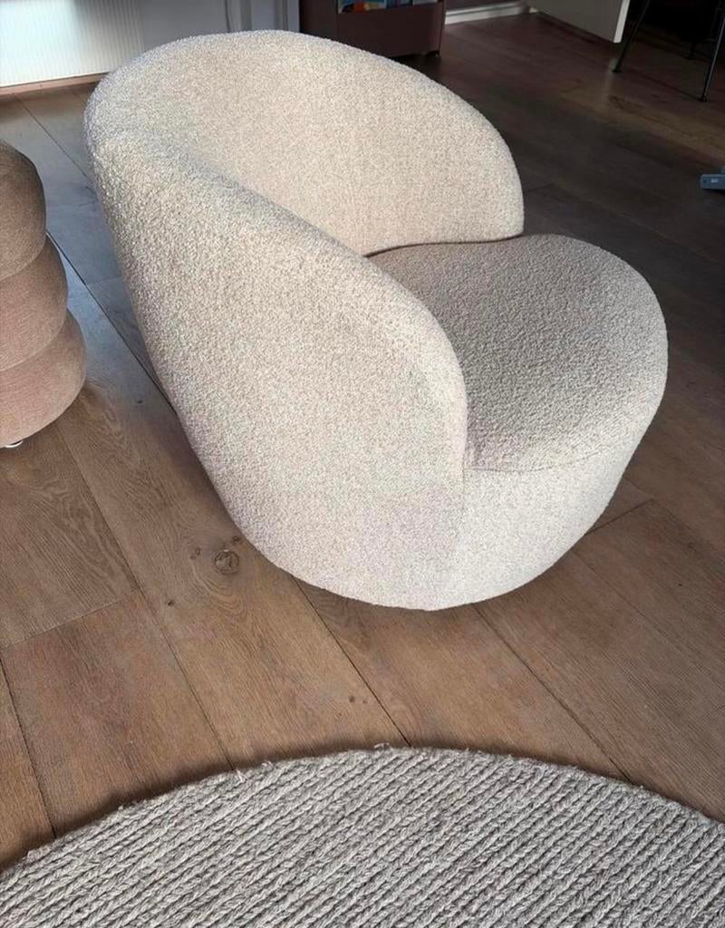 Woood Fauteuil Sam - Crème Bouclé Stof, Ophalen, Zo goed als nieuw, Stof, 75 tot 100 cm