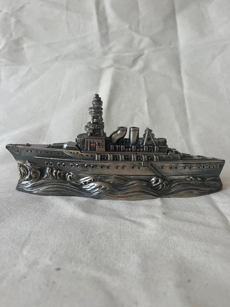 Decoratief tinnen schip - gedetailleerd model, Ophalen of Verzenden