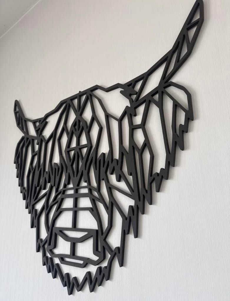 Schotse hooglander geometrisch muurdecoratie Fabryk Design, Huis en Inrichting, Woonaccessoires | Wanddecoraties, Ophalen, Industrieel