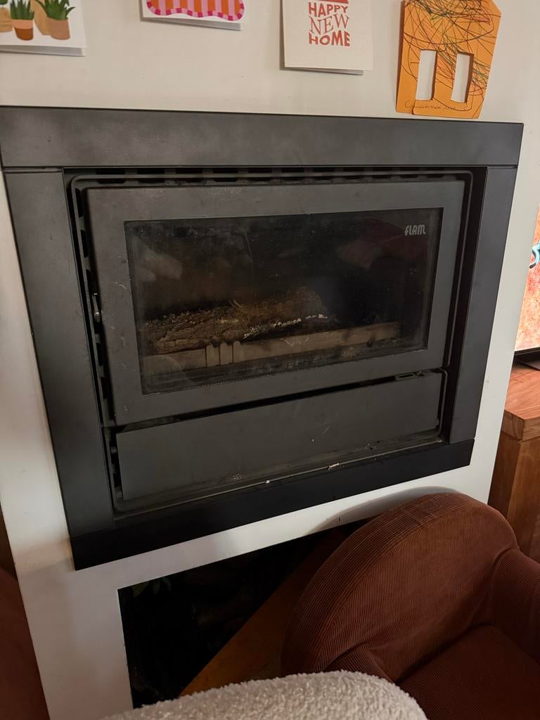 Mooie Flam inbouwhaard / houtkachel, Huis en Inrichting, Ophalen, Gebruikt, Inbouwhaard, Houthaard