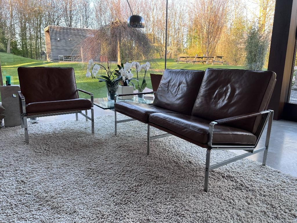 Bank en stoel FK6720 Preben Fabricius & Jørgen Kastholm, Huis en Inrichting, Banken | Bankstellen, Ophalen, Gebruikt, Tweepersoons