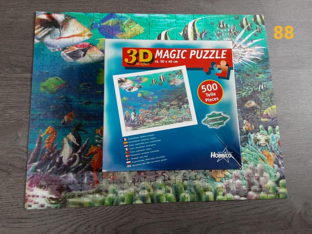 Puzzel 500 stukjes compleet Hobbico 3d magic vissen, Ophalen of Verzenden, 500 t/m 1500 stukjes, Zo goed als nieuw, Legpuzzel