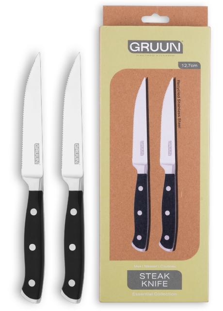 NIEUWE Gruun Set van 2 Steakmessen 12,7 cm GRATIS verzending, Huis en Inrichting, Keuken | Bestek, Nieuw, Rvs of Chroom, Vaatwasserbestendig