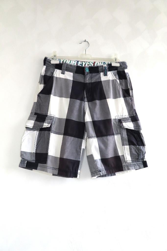 Bermuda Geblokt Zwart Wit Mills Brothers mt S (G36), Zwart, Ophalen of Verzenden, Zo goed als nieuw, Mills Brothers