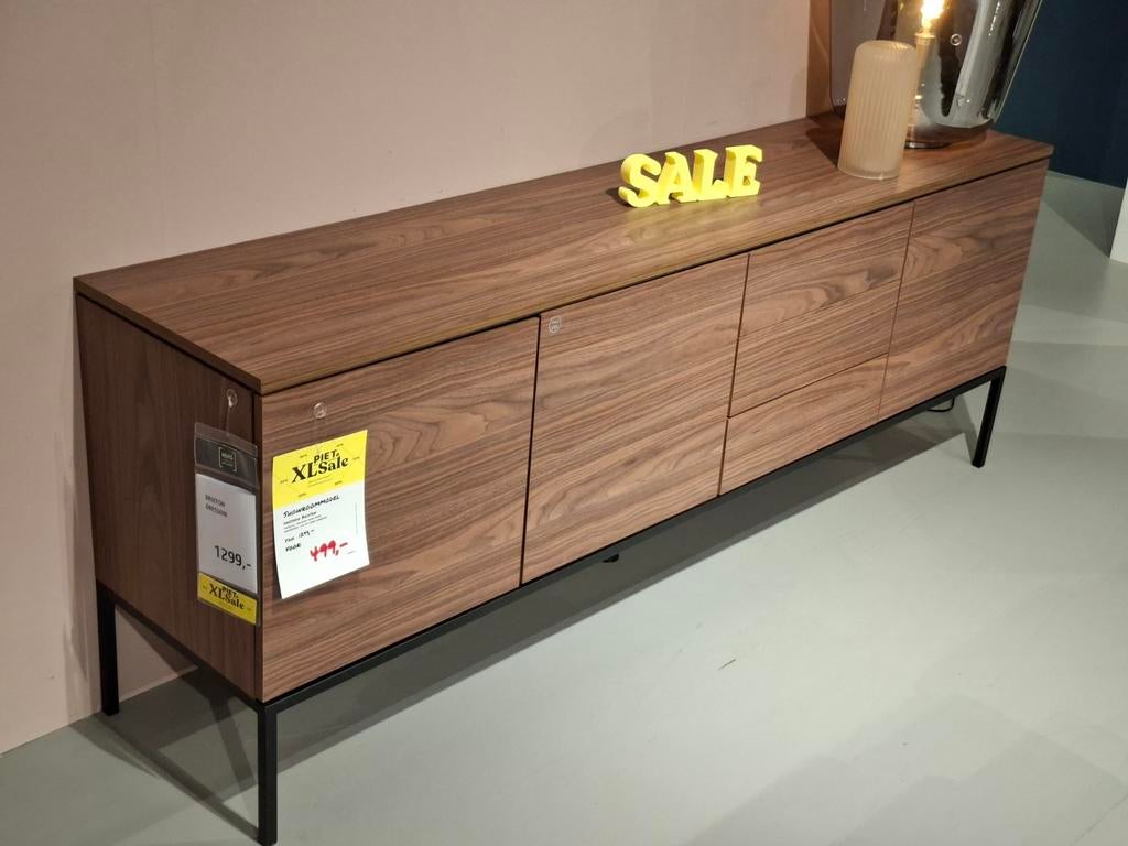 Showroommodel Dressoir Brixton melamine noten kleur, Ophalen, Nieuw, 25 tot 50 cm, Metaal