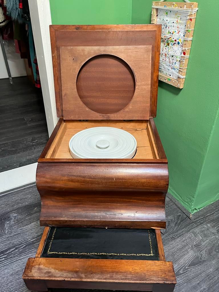 Antieke Mahonie Bedtrap/Toiletstoel po stoel, Ophalen