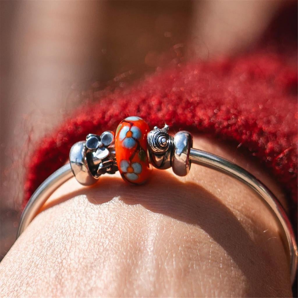 Trollbeads glaskraal “Blauwe Bloei” herfstcollectie 2025, Glas of Kristal, Nieuw, Ophalen of Verzenden, Trollbeads