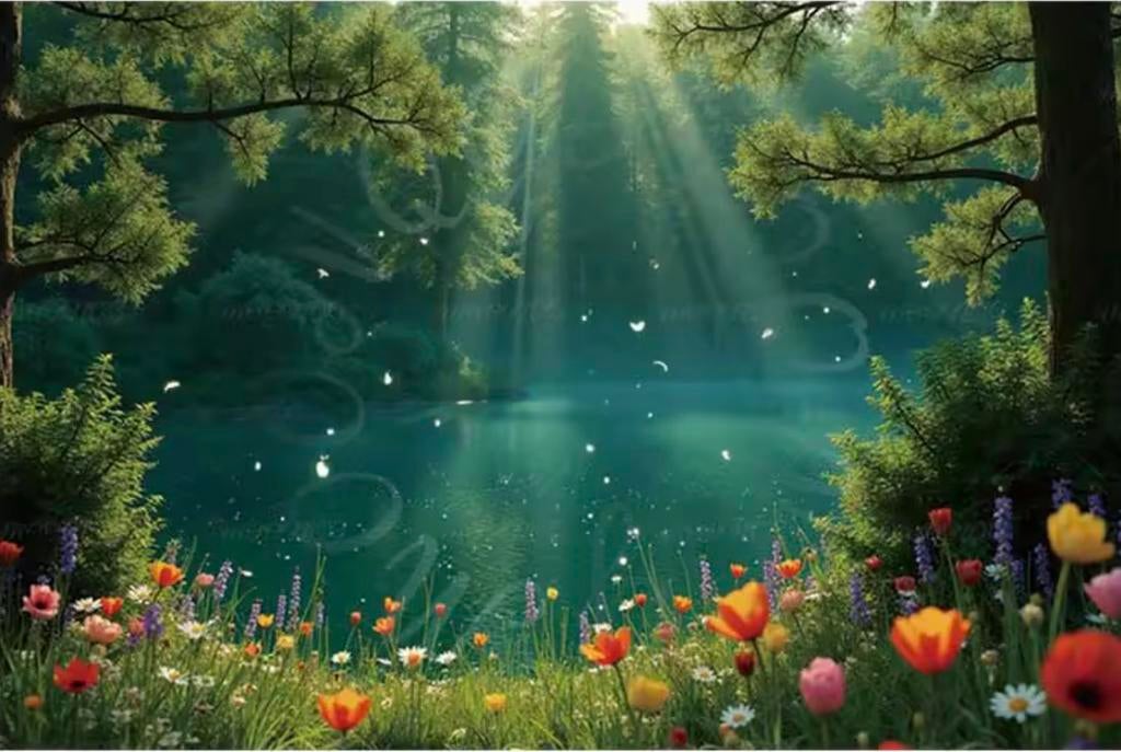 Wandtapijt bloemen , water, Antiek en Kunst, Kunst | Schilderijen | Abstract, Ophalen