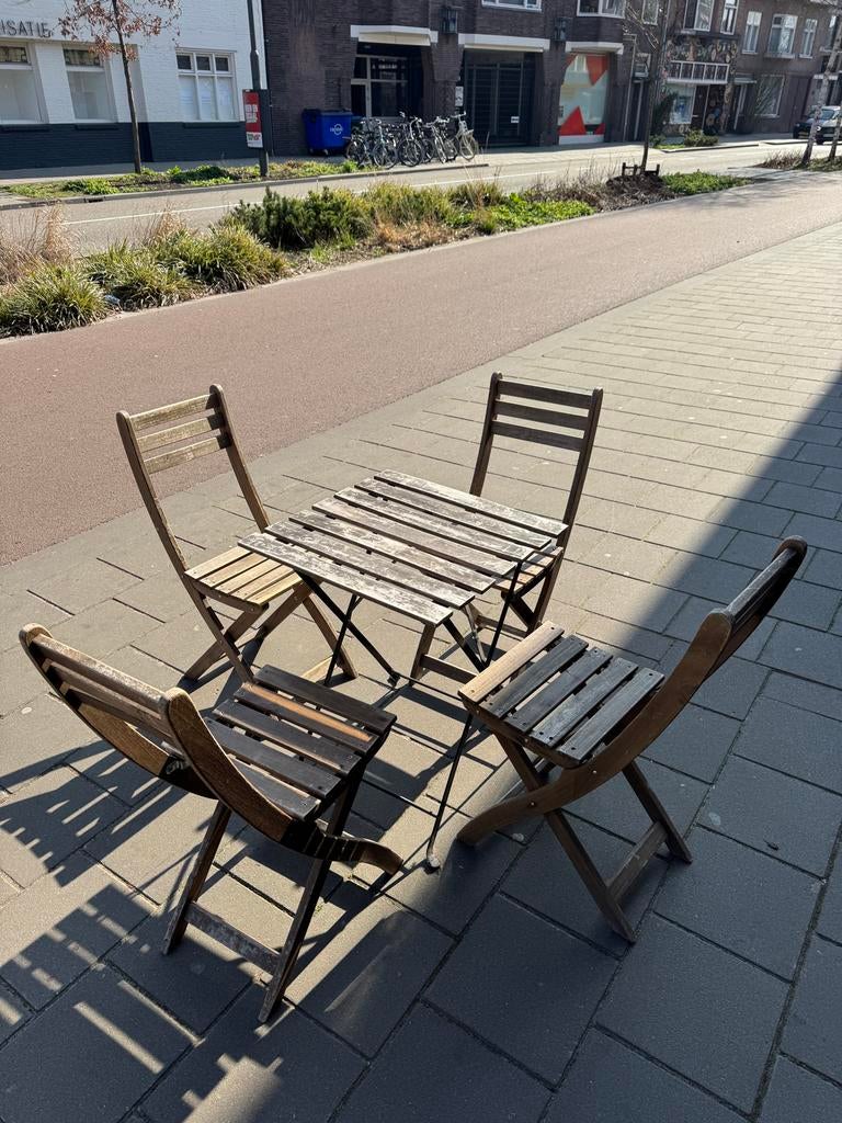6 Houten ikea tuinstoeltjes, inklapbaar, Ophalen, Gebruikt, Hout, Inklapbaar