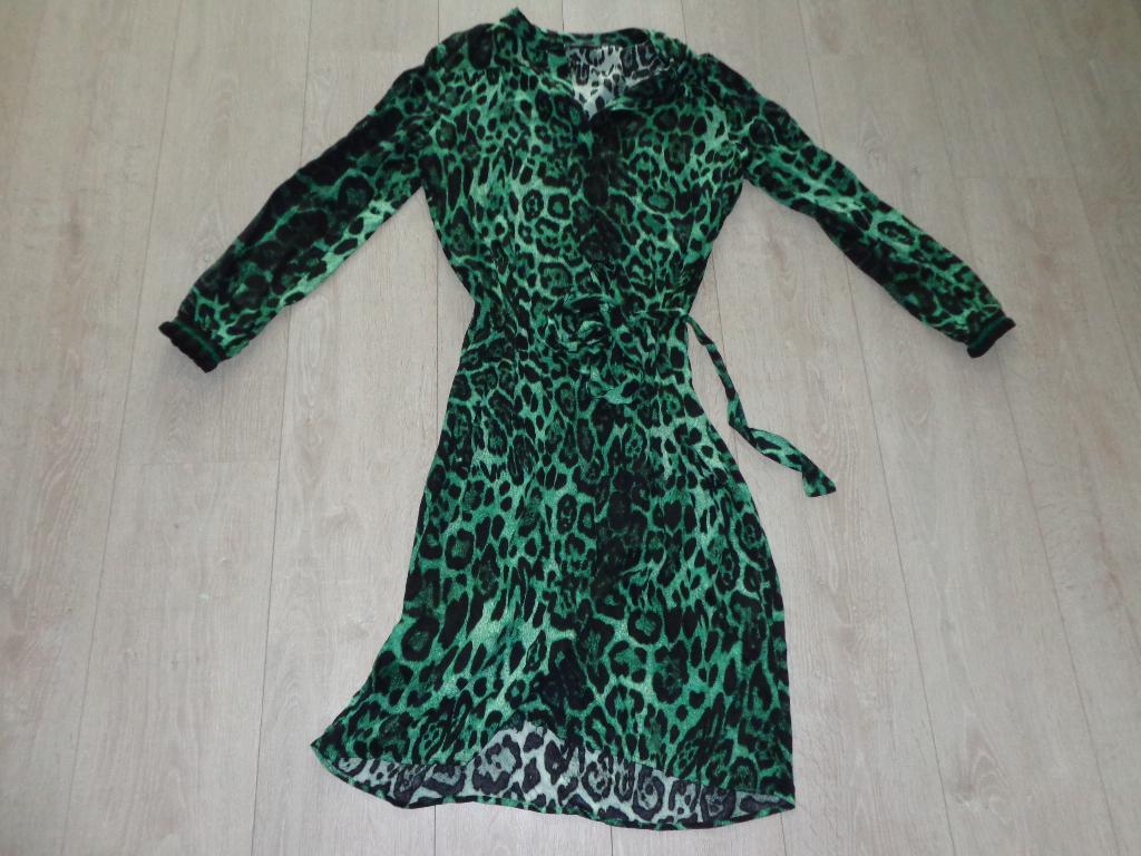 groene panterprint blouse/jurk van Geisha, maat M/38, Maat 38/40 (M), Ophalen of Verzenden, Zo goed als nieuw, Onder de knie