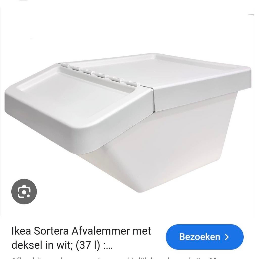 3x IKEA SORTERA Afvalemmer 37 liter - Wit, Huis en Inrichting, Ophalen of Verzenden