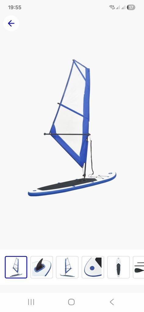 Opblaasbaar windsurfboard met zeil, Ophalen, Complete set, Minder dan 5 m²