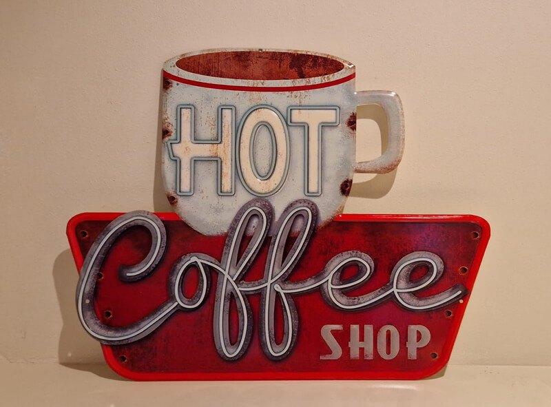 Metaal, decoratie, coffee, hot coffee, koffie, coffee shop, Ophalen of Verzenden