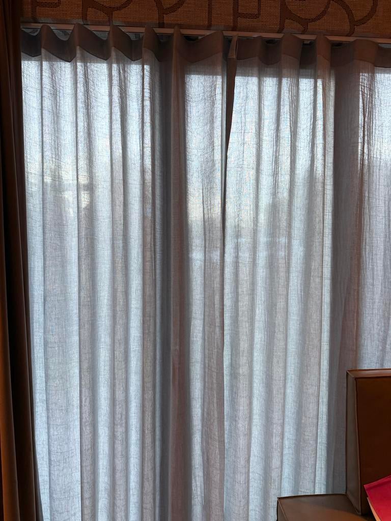 Wave Gordijnen set voor 2 ramen - 4 delen - NIEUW!, Ophalen, Zo goed als nieuw, Grijs, 200 cm of meer