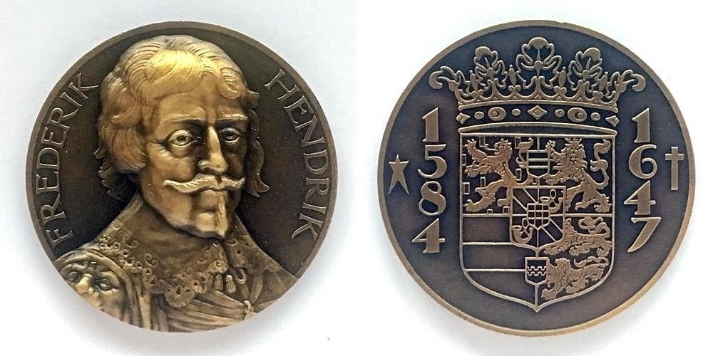 Bronzen penning Prins Frederik Hendrik, Postzegels en Munten, Verzenden, Brons, Nederland