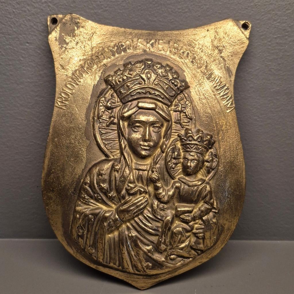 Zware Bronzen plaquette van Maria, Ophalen of Verzenden