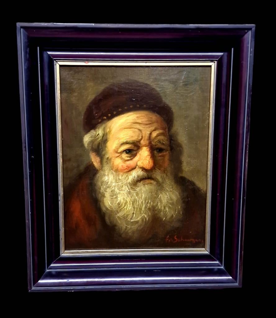 Schilderij Karakterkop. Gesign. Schoormans Frans, Antiek en Kunst, Kunst | Schilderijen | Klassiek, Ophalen of Verzenden