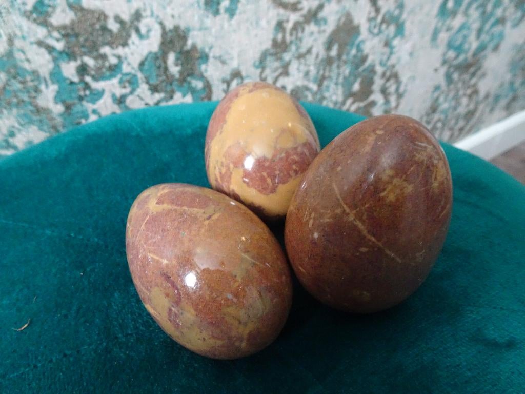 3 Vintage gepolijste marmeren eieren ( set 1), Ophalen of Verzenden