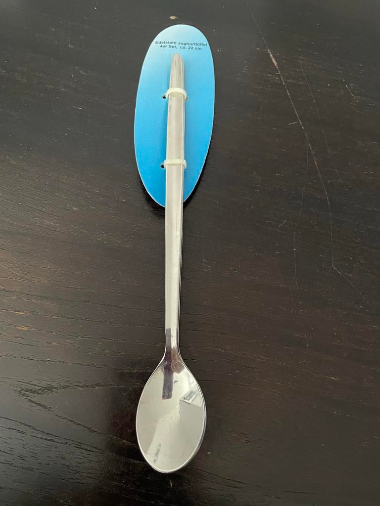 RVS Bestekset - 4 stuks 22 cm edelstahl joghurtloffel, Nieuw, Ophalen of Verzenden, Rvs of Chroom, Vaatwasserbestendig
