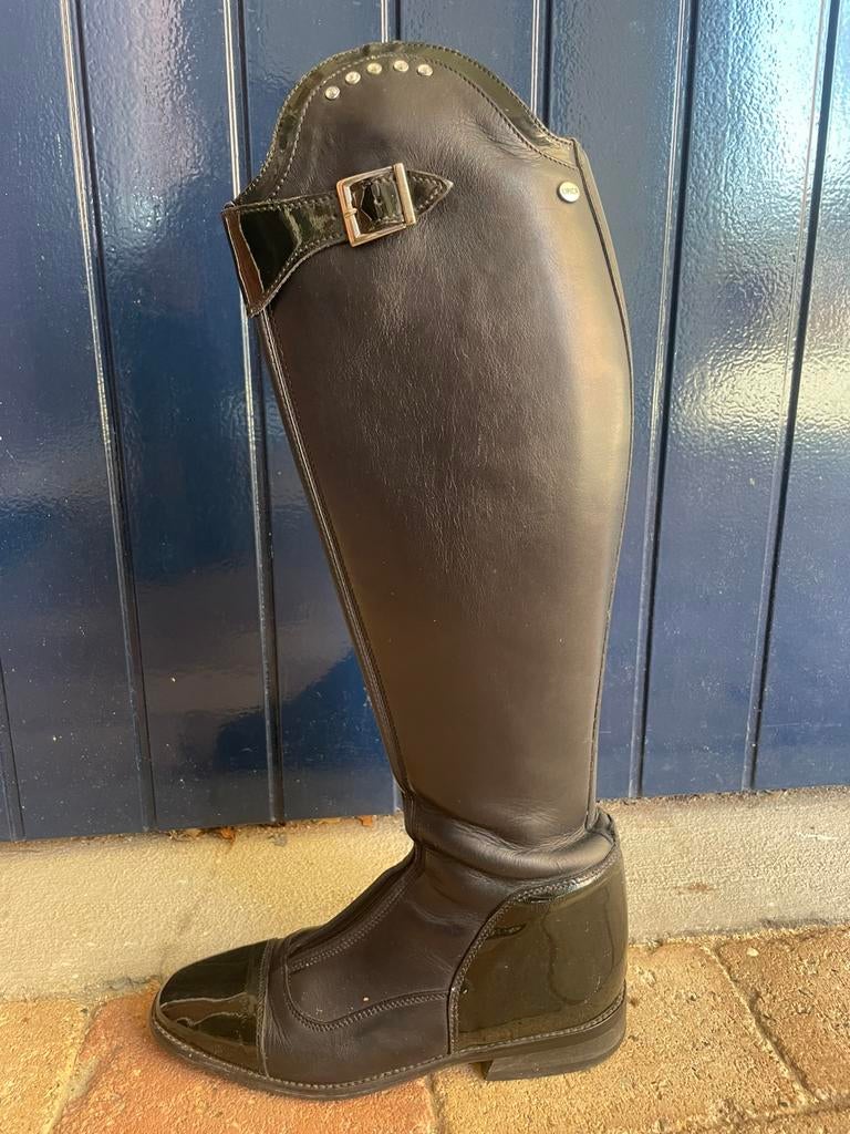 Lipica blauwe rijlaarzen met lak en strassteentjes, Gebruikt, Dressuur, Ophalen of Verzenden, Dames