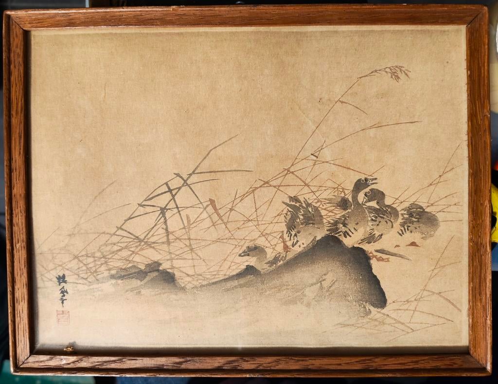 Oosterse Schilderij met Eenden, Ophalen of Verzenden