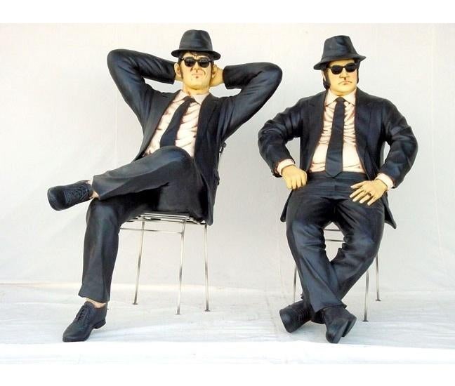 Blues Brothers zittend - incl stoel - levensgroot, Ophalen, HorecaBeelden, Nieuw, HorecaBeelden