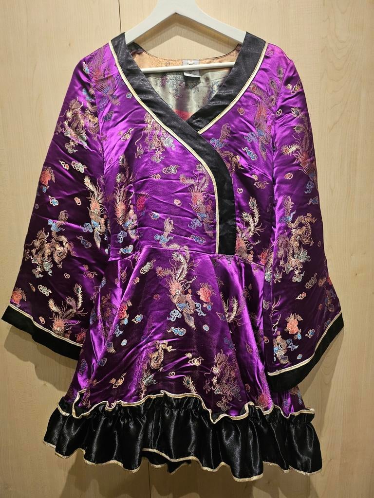 Chinese jurk met petticoat - Maat M, Kleding | Dames, Jurken, Maat 38/40 (M), Paars, Ophalen of Verzenden, Zo goed als nieuw