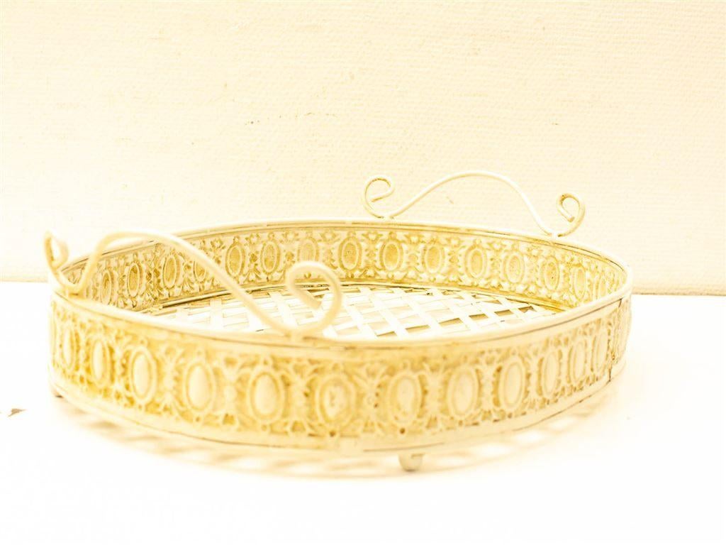 Ovale metaalen dienblad 34333, Huis en Inrichting, Ophalen of Verzenden, Gebruikt, Ovaal, Hout