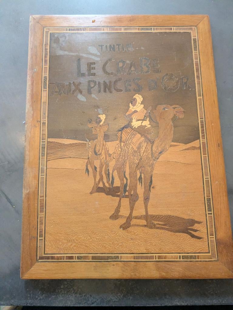 Tintin marquetry, Ophalen of Verzenden, Kuifje, Zo goed als nieuw, Beeldje of Figuurtje