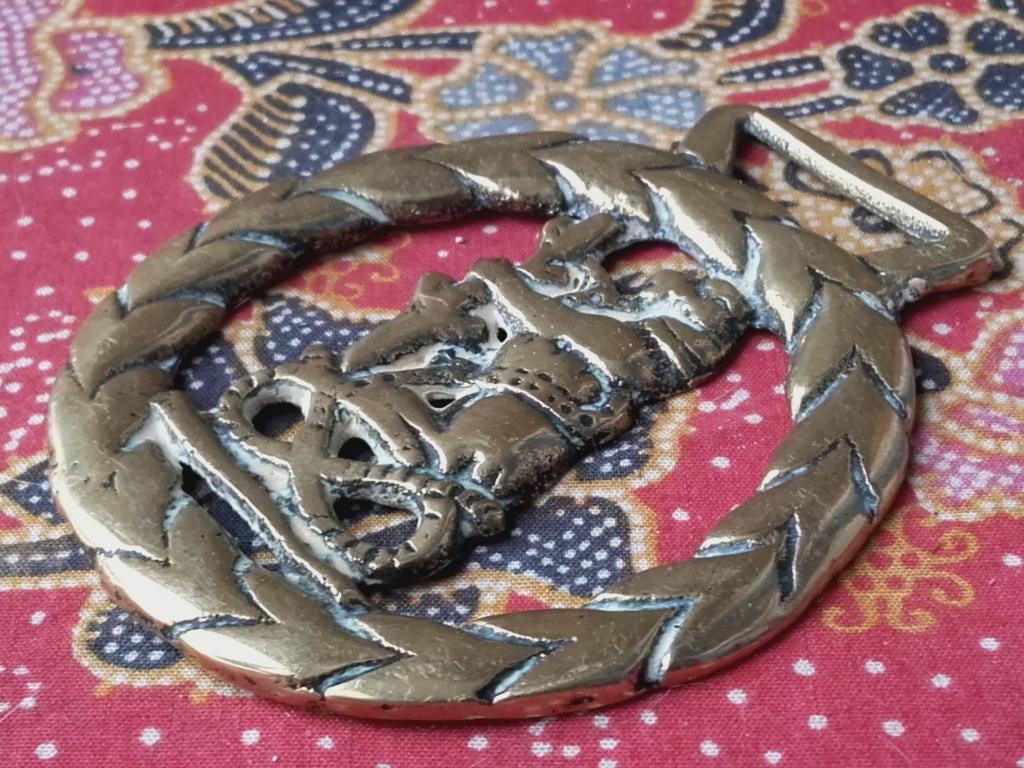 Zeldzaam antiek kleppermannetje uit Engeland met een leeuw., Ophalen of Verzenden, Koper