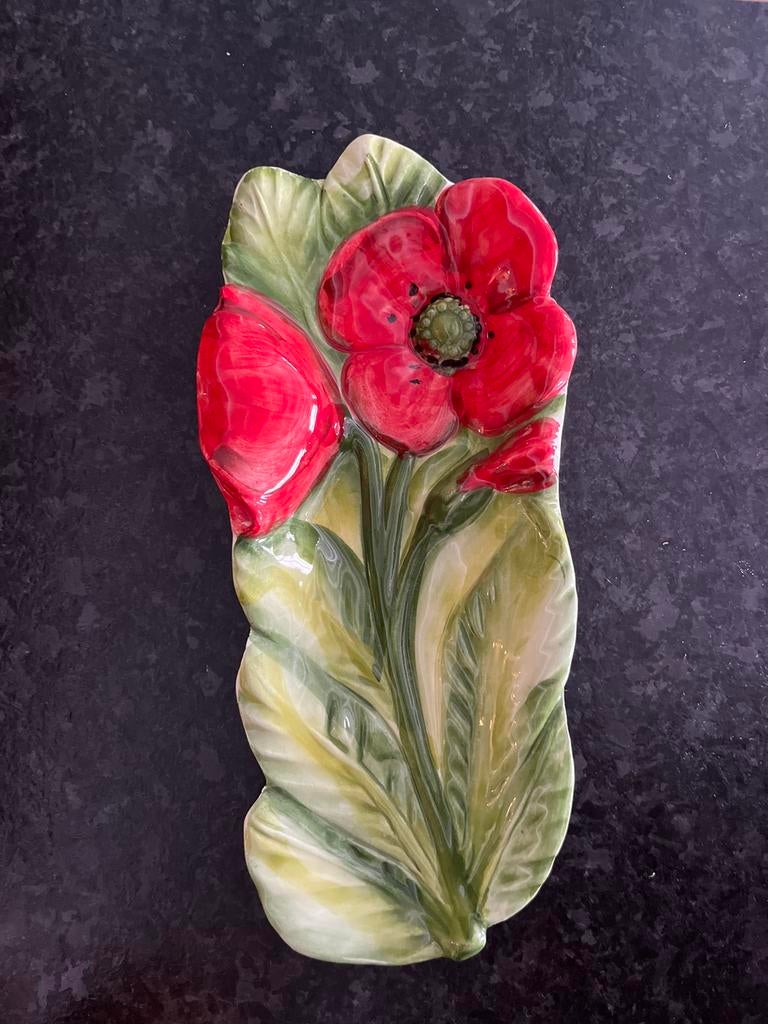 Prachtig Italiaans bloem (wand) bordje - schaaltje, Antiek en Kunst, Antiek | Servies los, Ophalen of Verzenden