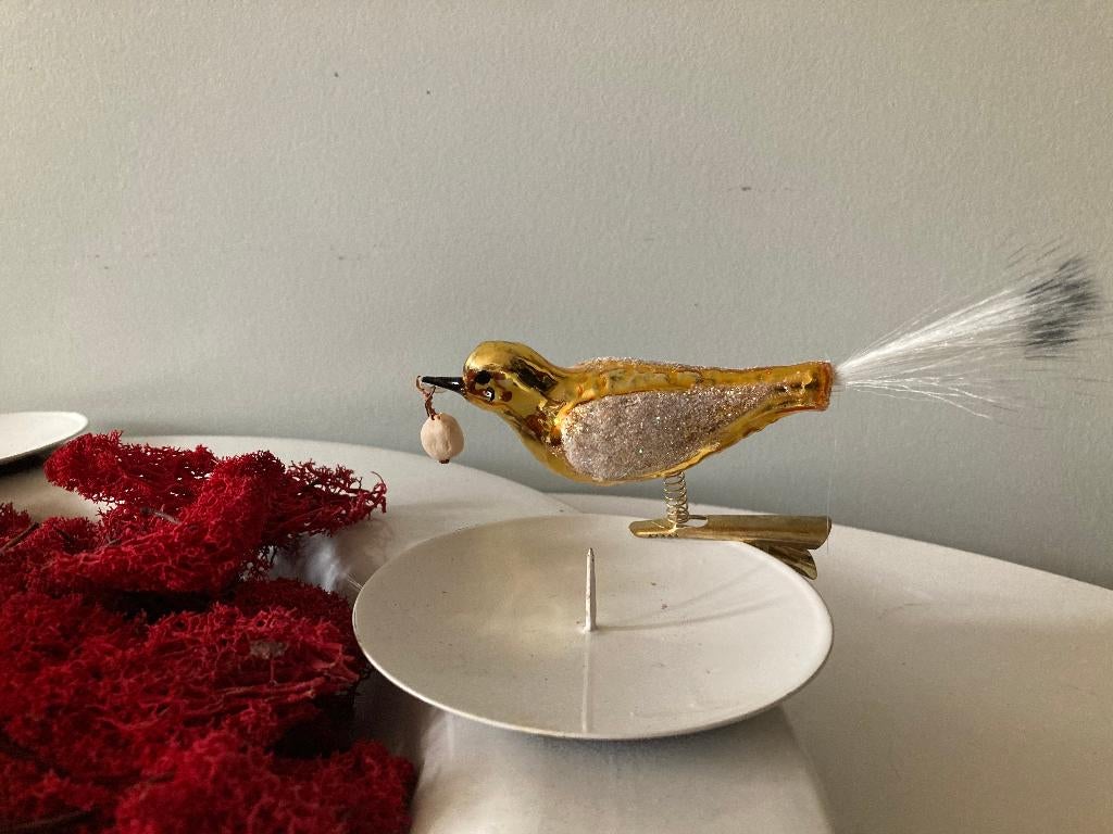 Vintage kerstbal ornament; vogeltje, Diversen, Ophalen of Verzenden, Gebruikt