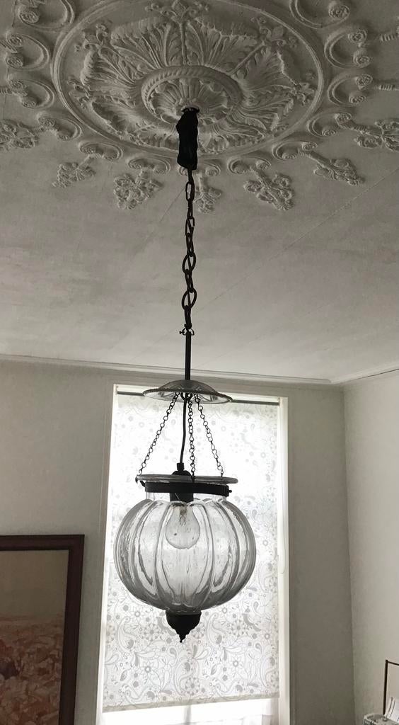 Hanglamp, Venetiaans, geblazen in een ijzeren frame, Ophalen of Verzenden, Glas