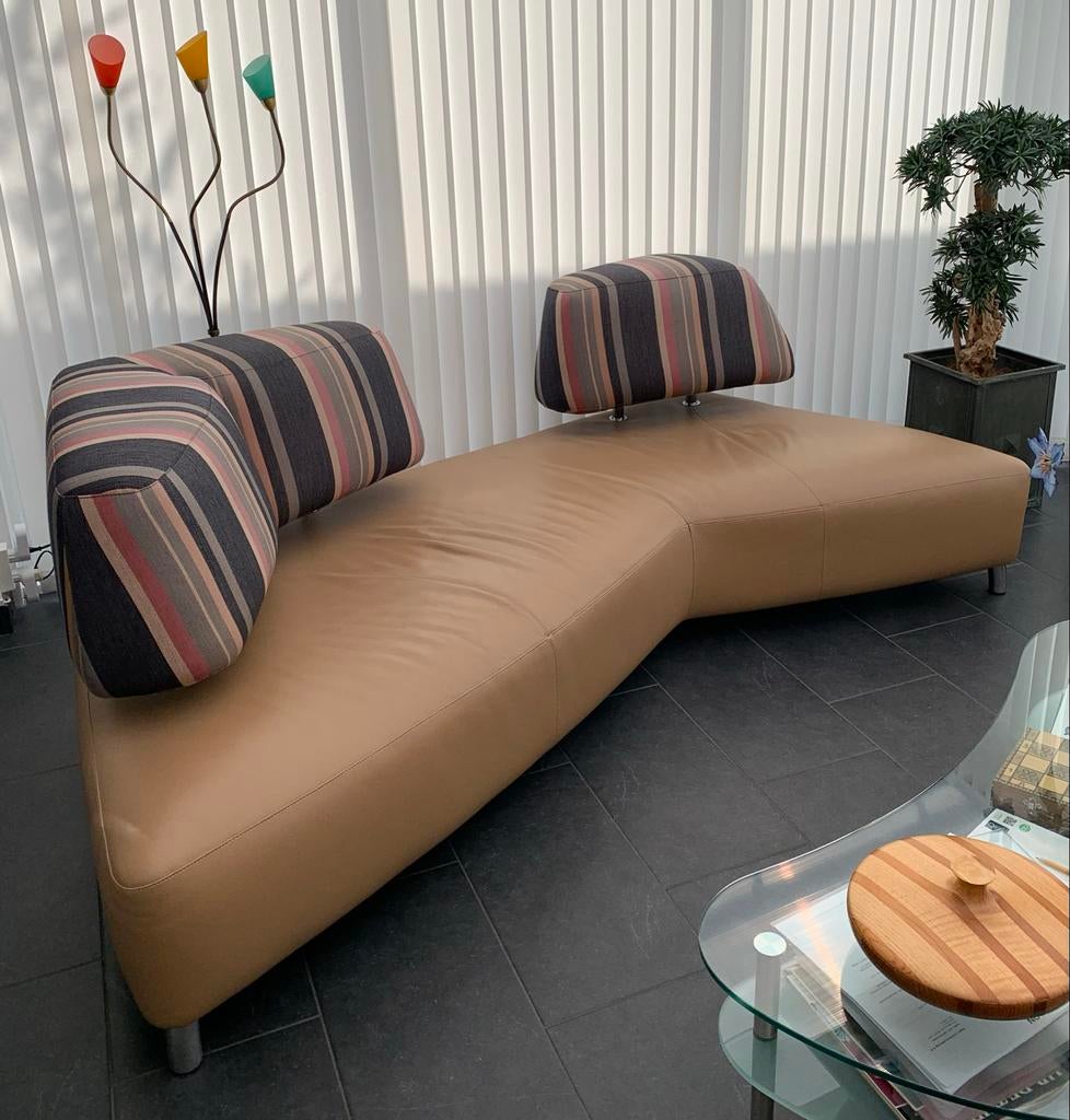 Leolux Archipel bank, Pallone fauteuil & glazen tafel, Ophalen, Moderne tijdloze design klassieker, Gebruikt, 100 tot 125 cm