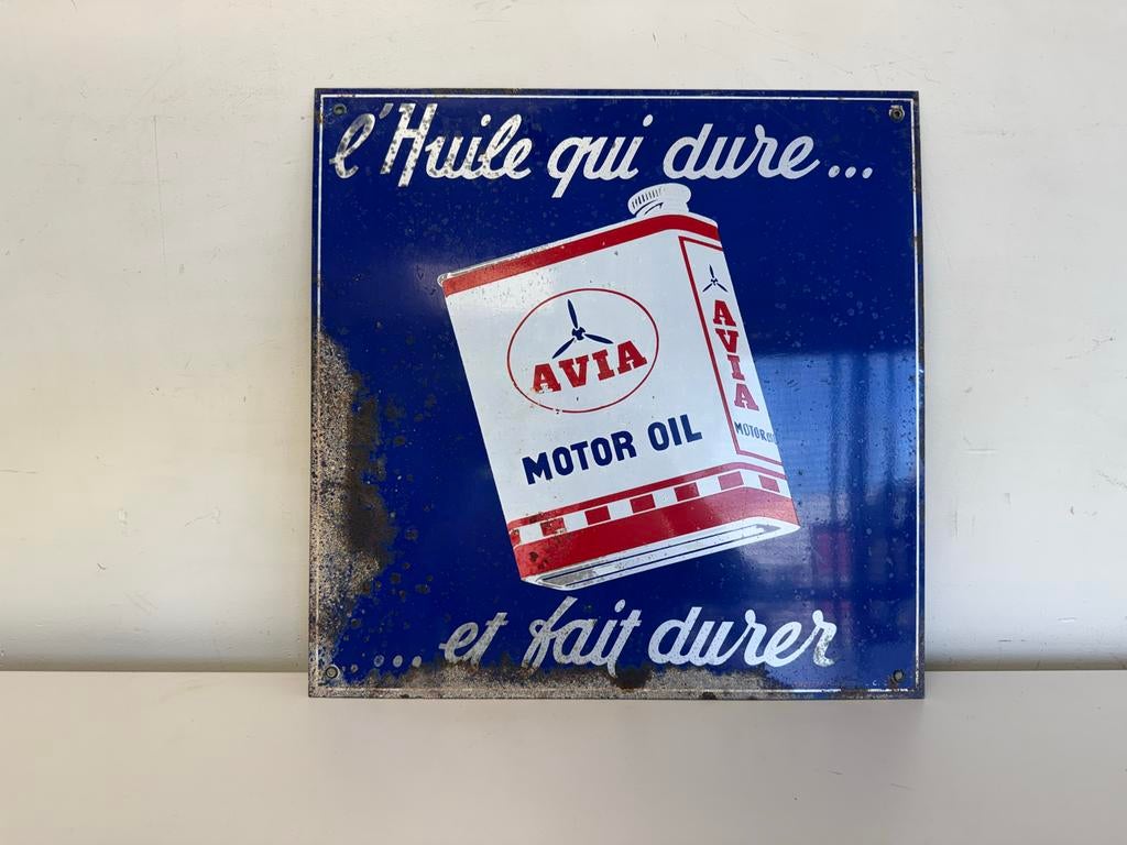 Vintage Avia Motorolie Reclamebord, Verzamelen, Reclamebord, Gebruikt, ., Ophalen of Verzenden