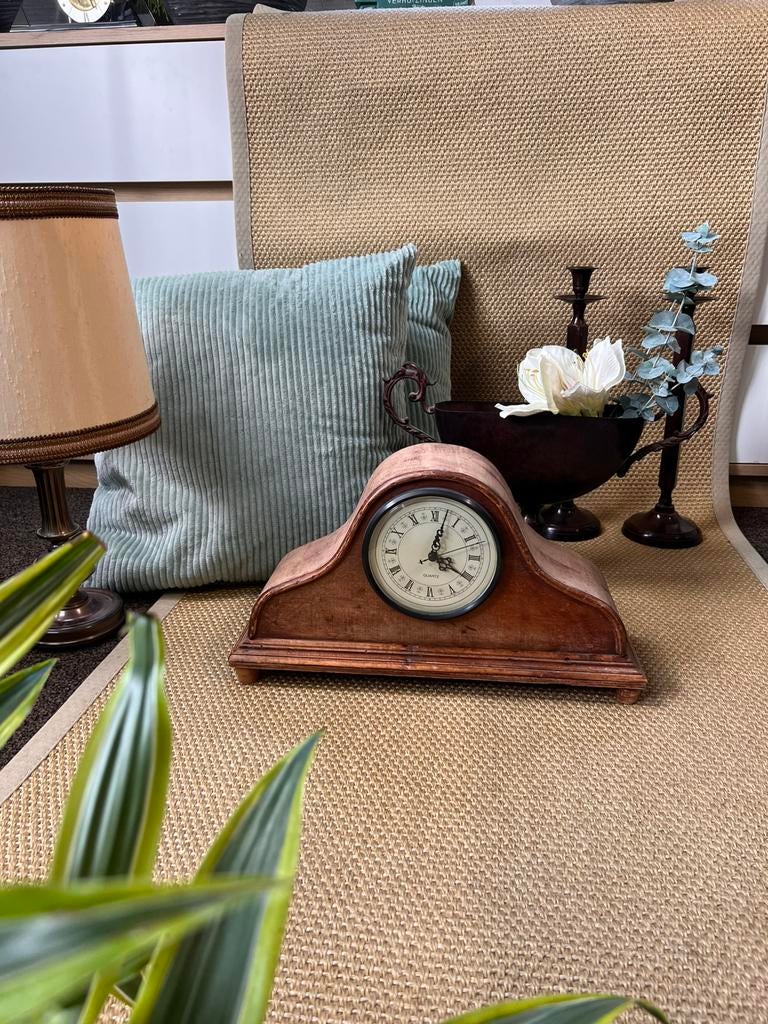 Houten schoorsteenklok mantelklok quartz klassiek, Huis en Inrichting, Woonaccessoires | Klokken, D, Wandklok, Ophalen of Verzenden