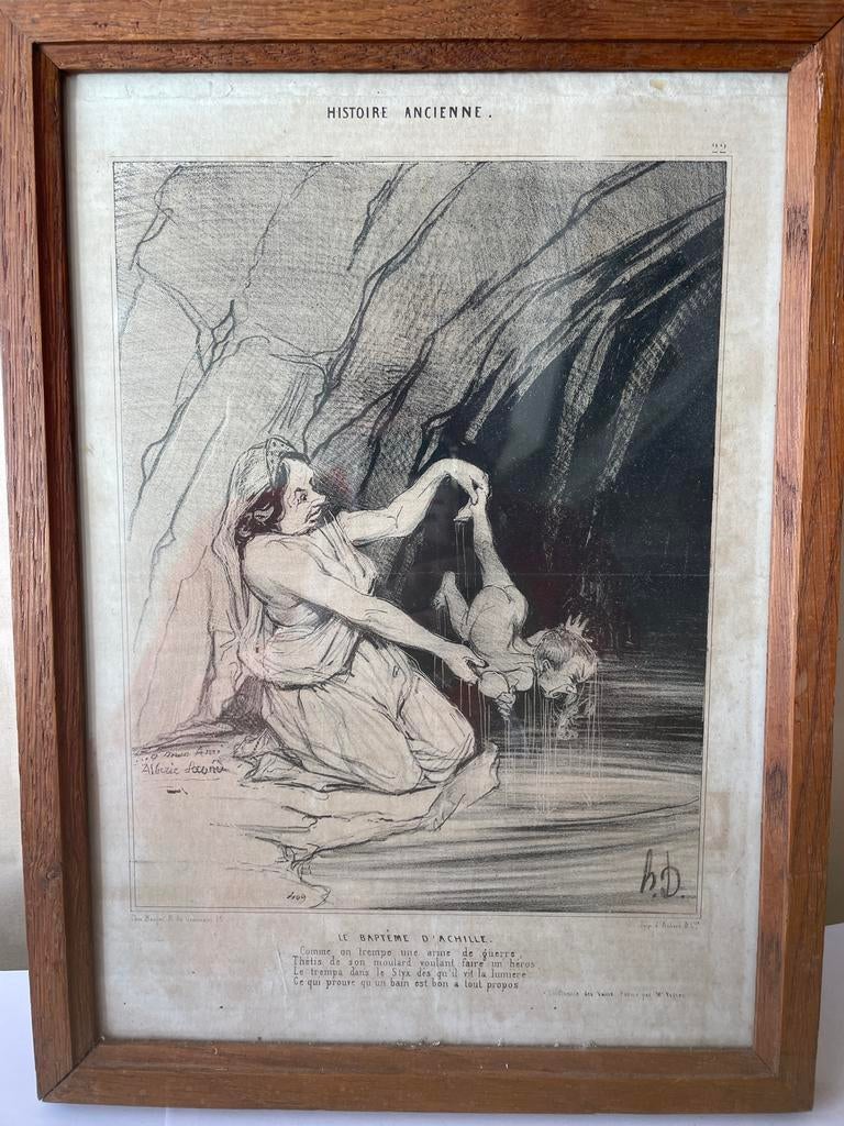 Oude prent van de doop van Achilles, Antiek en Kunst, Ophalen of Verzenden
