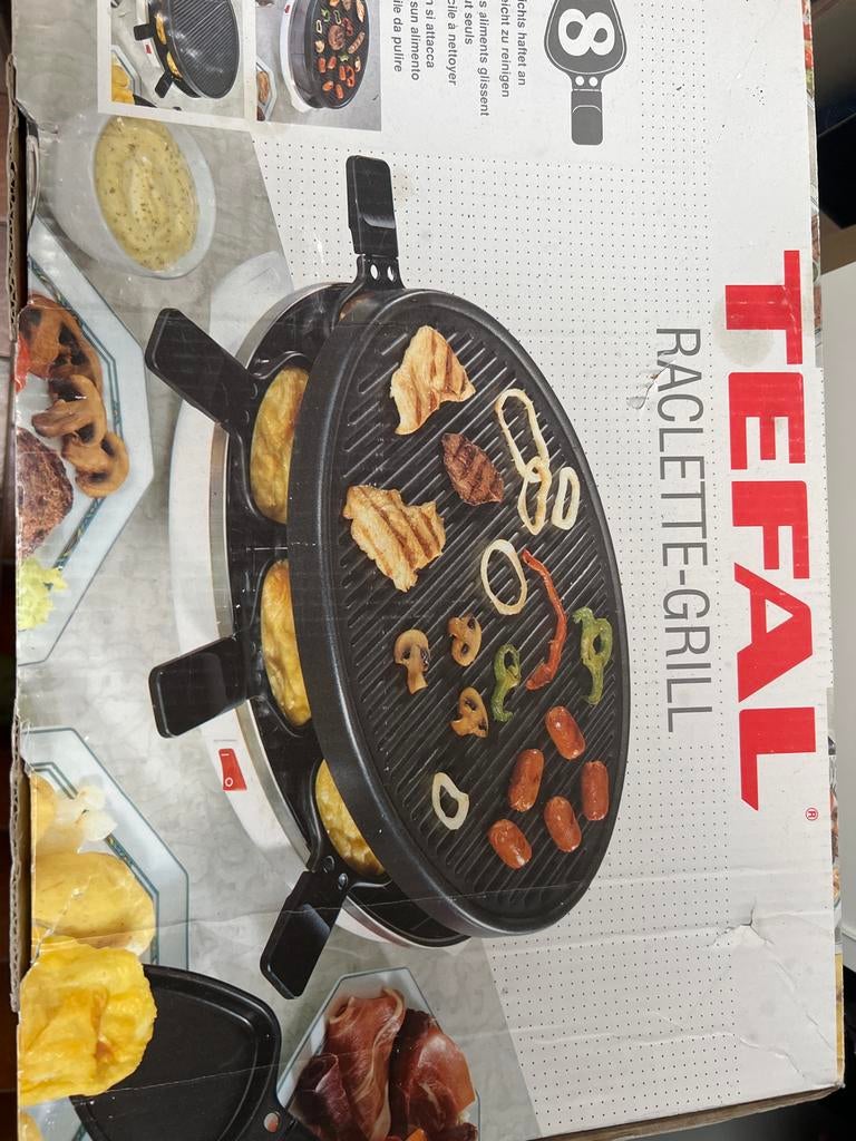 Tefal Raclette Grill - 2x gebruikt in doos!, Ophalen of Verzenden, Zo goed als nieuw, 8 personen of meer