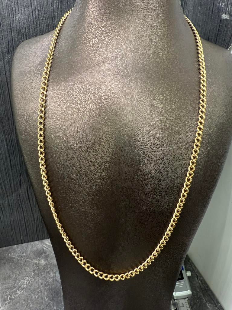 Prachtige 14 karaats gouden massieve cuban / schakel ketting, Ophalen of Verzenden, Goud