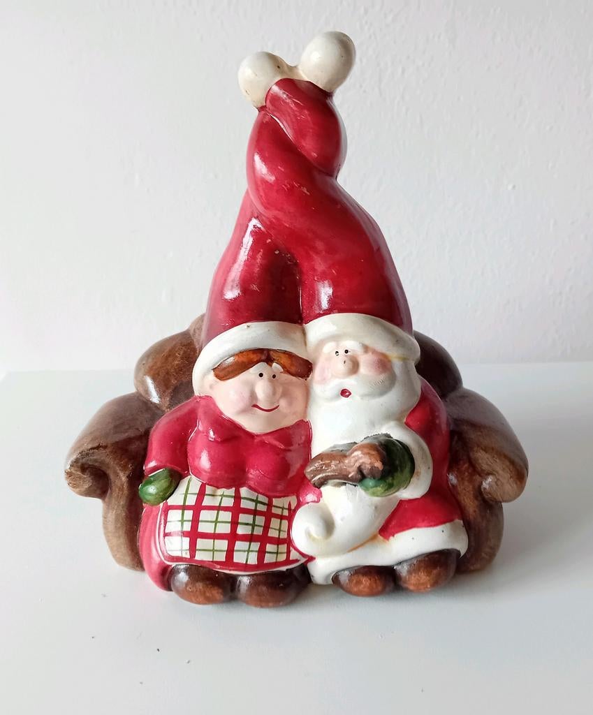 Schattig stel Kerstman, kerstvrouw, kerstbeeld, Diversen, Kerst, Ophalen of Verzenden